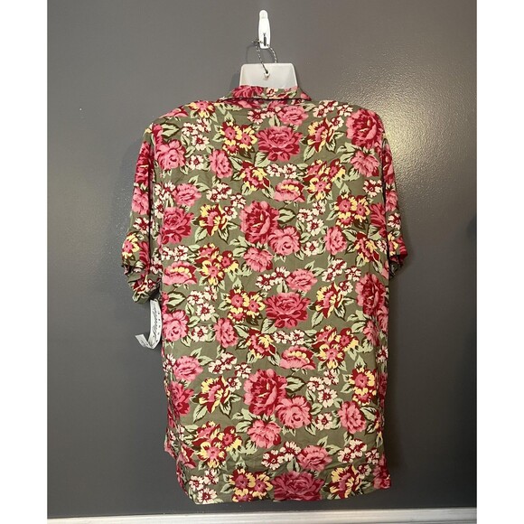 Le Studio Classic Shirt Womens Large Pink Red Green Floral Button Up Rayon USA - Picture 4 of 8